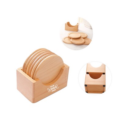Round Wooden Coaster Set(6 pcs)