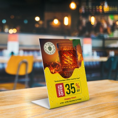 PVC Counter Sign - 8" x 11" Face w/ Heat Bent Base - Single Sided