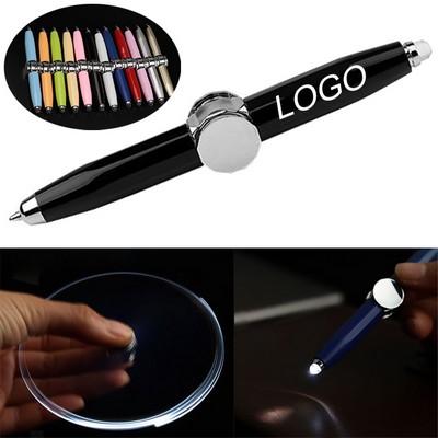 Custom Zinc Alloy Fidget Spinner Ballpoint Pen w/LED Light