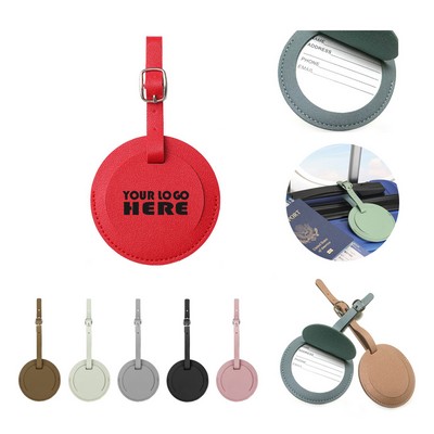 Round PU Leather Luggage Tag