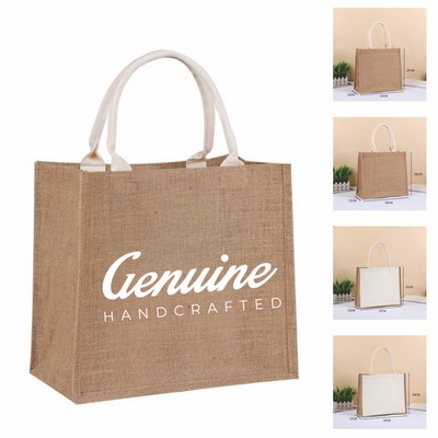 Natural Linen Jute Tote Bag
