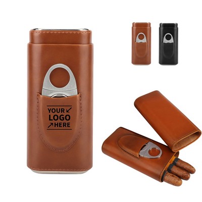 Leatherette Cigar Case with Cutter