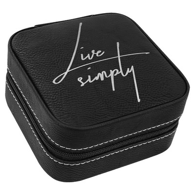 Leatherette Travel Jewelry Box with Black Lining