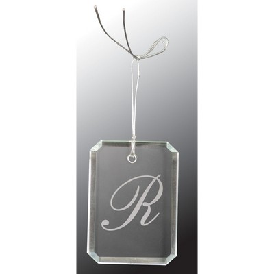 3" Crystal Rectangle Clipped Corner Ornament