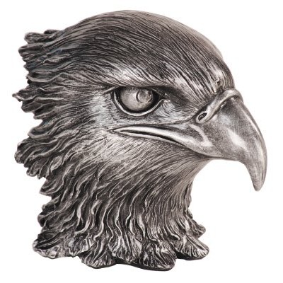 6" Antique Metallic Silver Eagle Head Resin