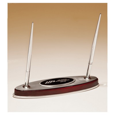 Rosewood Piano Finish Pen Set with Silver Aluminum Accents
