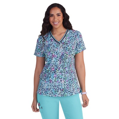 koi - Next Gen - Women's 1-Pocket V-Neck Print Coming on Strong Top