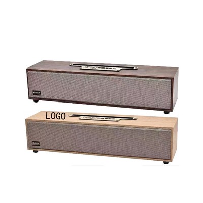 Wooden Dual Speaker Bluetooth Home Desktop