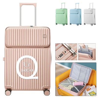24" Pvc Front-Opening Travel Luggage Suitcase