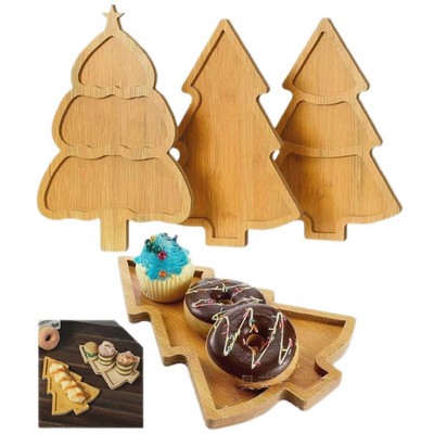 Christmas Tree Shaped Bamboo Wooden Tray