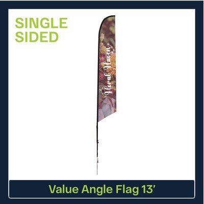 Value 13' Angle Flag - Single Sided w/Spike Base and Carry Bag