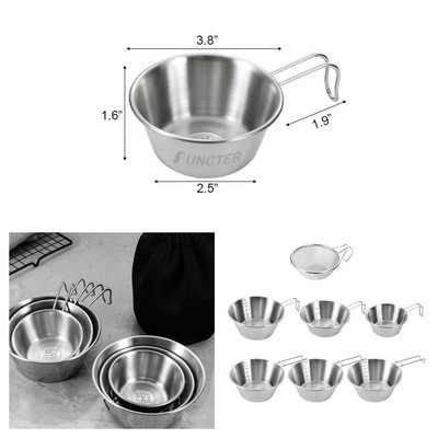 Outdoor Stainless Steel Salad Bowl Snow Slide Bowl W/ Handle 16 Oz.