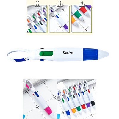 4-in-1 Retractable Carabiner Multicolor Ballpoint Pens