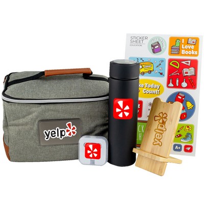 Lunch Gift Set with Insulated Bag, Soft-Touch Bottle & Wireless Charger