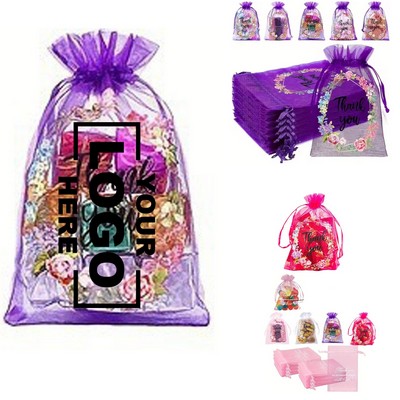 5-Piece Drawstring Sheer Organza Transparent Candy Pouches