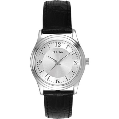 Bulova Ladies' Black Leather Strap Watch