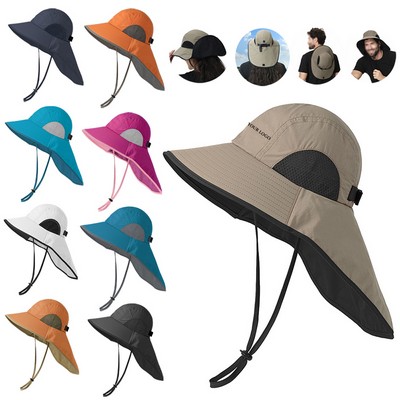 Beach Fishing Wide Brim Sun Protection Hat with Neck Flap
