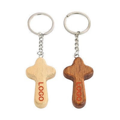 Wooden Craft Cross Keychains
