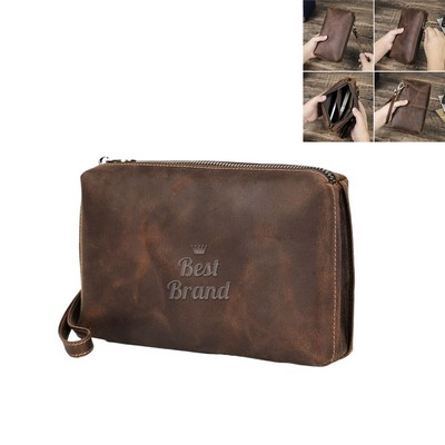 Secure Rfid - Blocking Cowhide Wristlet Storage Bag