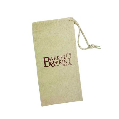 Natural Cotton Canvas Wine Bag w/ Full Color Imprint