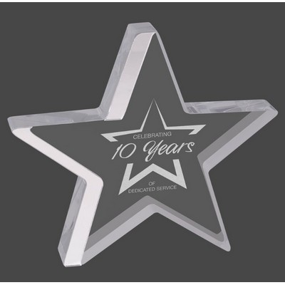 Star Acrylic Award with Silver Edge, 7"H