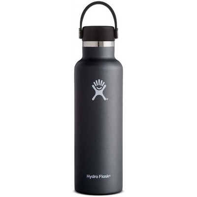 Hydro Flask Standard Mouth Bottle with Flex Cap in Black, 21 oz