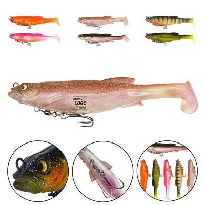 5g Lead-Free T-Tail Swivel Bait Soft Lure with Treble Hooks for Saltwater Fishing