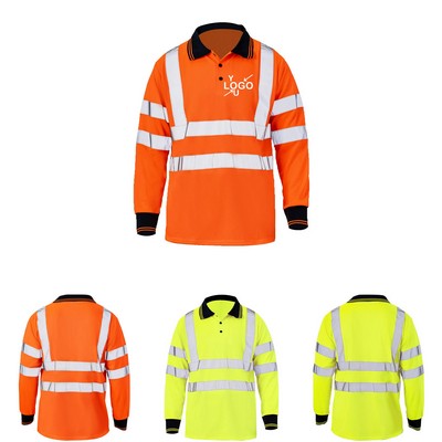 Reflective High Visibility Long Sleeve Polo