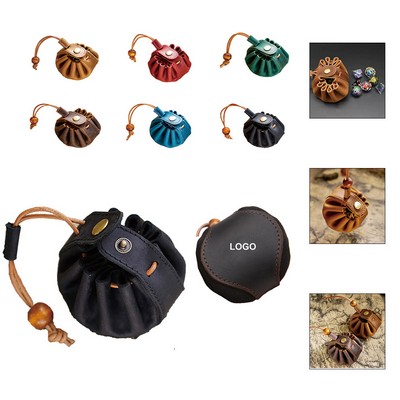 Leather Drawstring Coin Pouch