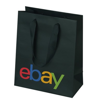 8x10x4 Custom Printed Matte Euro Bag w/Grosgrain Handles 100/cs