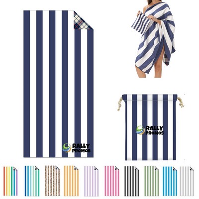 Large Quick Dry Soft Stripe Travel Camping Pool Beach Towel