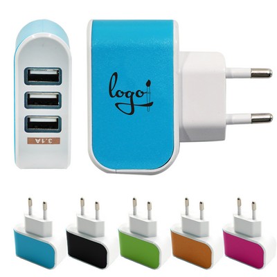 3-Port Glowing USB Travel Charger