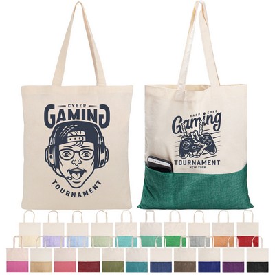 Cotton Burlap Tote with Pocket