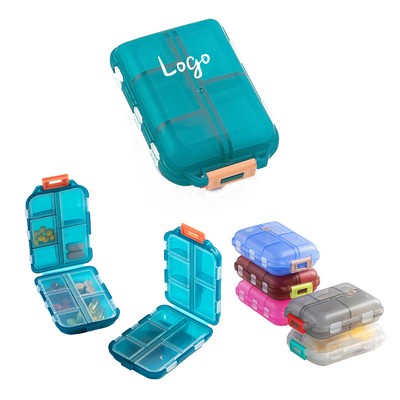 10 Compartment Folding Pill Holder With Snap Tight Lid