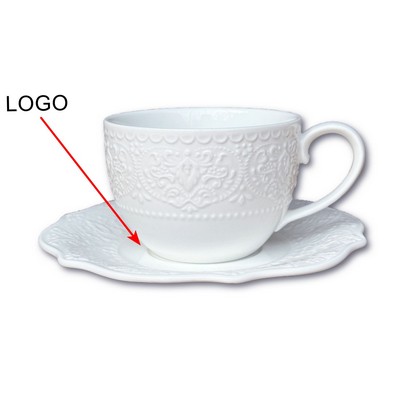 3Oz Ceramic Coffee Cup Sets W/ Embossed Floral Patterns