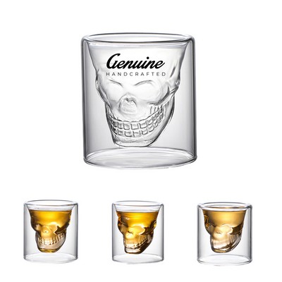 8.5 OZ Skull Relief Borosilicate Double Layer Glass