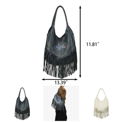 Leather Chic Fringe Tote