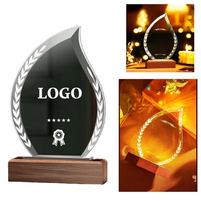 Elegant Crystal Trophies with Wooden Base