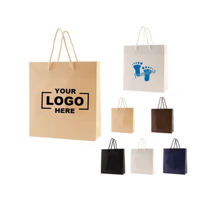6.5" Matte Paper Shopping Tote - Fabric Handles
