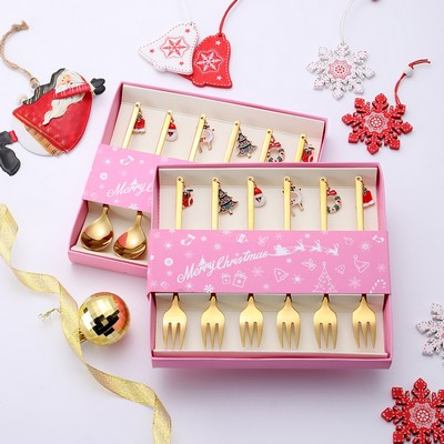 Stainless Steel Christmas Tableware Spoon/Fork Set Stainless Steel Flatware