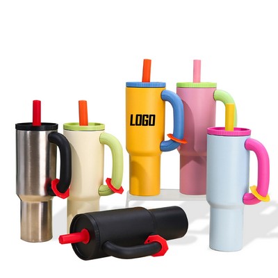 40 Oz. Insulated Stainless Steel Tumbler With Handle and Straw