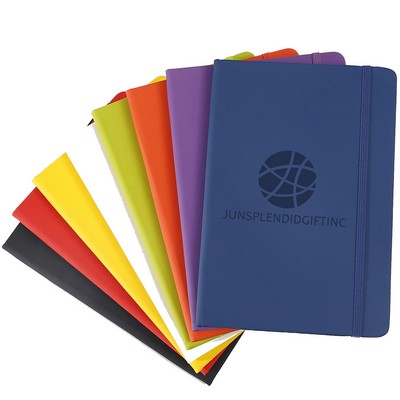 Eco-friendly A6 Hard Leather Cover Pocket Business Spiral Notebook 160 Sheets Lined Bound Journal