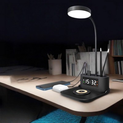 Multifunctional Desk Lamp With Wireless Charging Pencil Holder