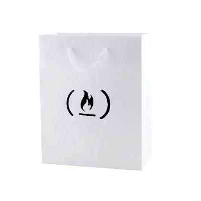 Matt/Gloss 250GSM White Cardboard Laminated Shopping Bag(8x4x10'')