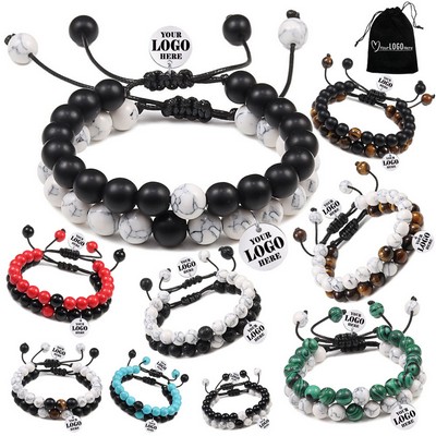 2 PCS SET Braided Natural Stone Bracelets Jewelry Gift Set