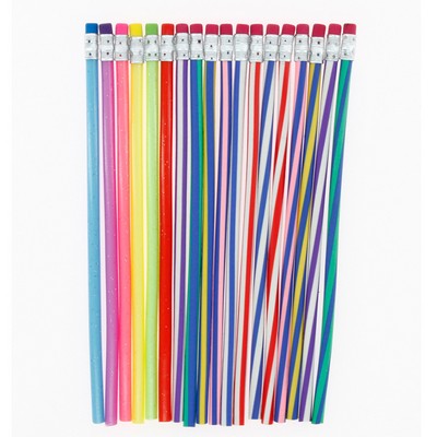 6-Pack Vibrant Striped Flexible Soft Pencils