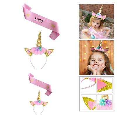 Unicorn Birthday Headband and Belt