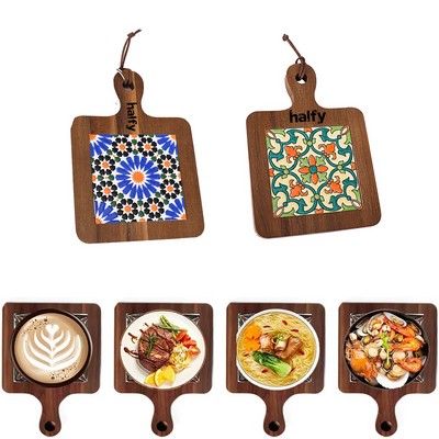 Natural Wood Tiles Pot Mat