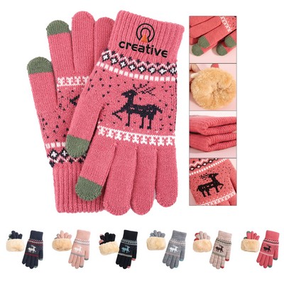Christmas Gloves W/ 2 Finger Touch