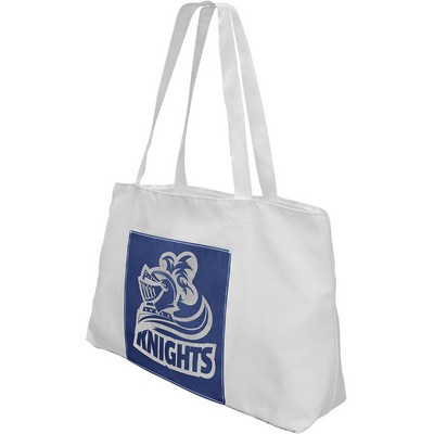 Blue / Silver Laserable Leatherette Gusset Bag.